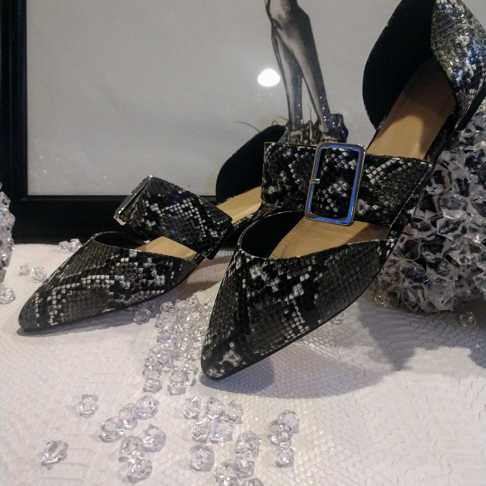 Snake Flats with Buckle Detail